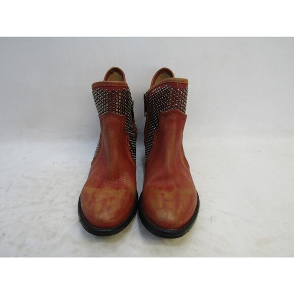 Circle G Womens Size 8 M Orange Rust Leather Zip Ankle Fashion Boots Bootie - Picture 4 of 11